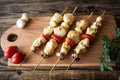 Chicken shish kebab with tomato and mushroom barbecue Royalty Free Stock Photo