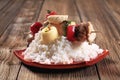 Chicken shish kebab with white rice Royalty Free Stock Photo