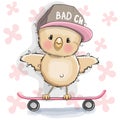 Chicken with skateboard Royalty Free Stock Photo