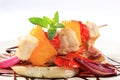 Chicken skewer with pan roasted vegetables Royalty Free Stock Photo