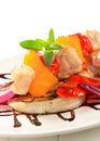 Chicken skewer with pan roasted vegetables Royalty Free Stock Photo