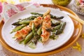 Chicken skewers with asparagus on plate Royalty Free Stock Photo