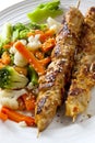 Chicken Skewers and Vegetables Royalty Free Stock Photo