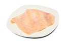 Chicken skin removed from breast meat on a plate