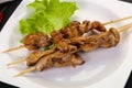 Chicken skin skewer Royalty Free Stock Photo