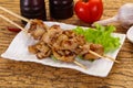 Chicken skin skewer Royalty Free Stock Photo