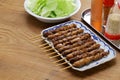 Grilled chicken skin skewers  Tori Kawa Yakitori , Japanese food Royalty Free Stock Photo