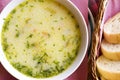 Chicken soup and bread Royalty Free Stock Photo