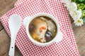 Chicken soup with Chinese medicine.