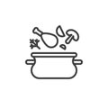 Chicken soup cooking line icon