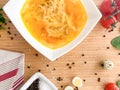 Chicken soup with homemade noodles Royalty Free Stock Photo