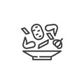 Chicken soup ingredients line icon