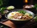 Chicken soup in large bowl portions