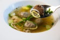 Chicken soup with liver dumplings Royalty Free Stock Photo