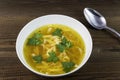 Chicken soup with noodles and parsley leaves. Royalty Free Stock Photo