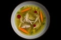 Chicken Soup, White Bouillon with Vegetables, Homemade Meat Broth, Abstract Generative Ai Illustration