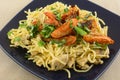 Chicken spaghetti with basil and tomatoes