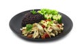 Chicken Spicy Salad with vegetables Served Riceberry Rice Thaicuisine Fusion Healthy Cleanfood