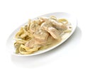 Chicken with spinach pasta Royalty Free Stock Photo