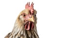 A chicken is standing in front of a white background, created by Generative AI Royalty Free Stock Photo