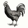 Antique Woodcut Engraving Of Chicken: Dark Academia Vintage Halloween Clipart