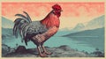 Chicken Near Brackish Water With Risograph Ra 8100 Texture Royalty Free Stock Photo