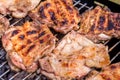 Chicken steak on the grill. Cooking chicken on the barbeque with charcoal in garden