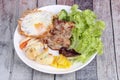 Chicken steak and grilled mixed vegetables . Royalty Free Stock Photo