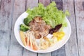 Chicken steak and grilled mixed vegetables . Royalty Free Stock Photo