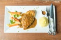 chicken steak with mashed potato Royalty Free Stock Photo