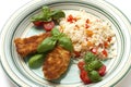 Chicken steak with rice and vegetables Royalty Free Stock Photo