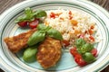 Chicken steak with rice and vegetables Royalty Free Stock Photo