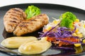 Chicken steak with salad