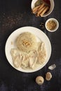 Chicken steaks with rice, sauce and cream, a delicious and light meal that