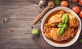 Chicken stewed with tomatoes above Royalty Free Stock Photo