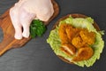 Chicken Strips Mockup, Breaded Nuggets on Lettuce, Crispy Fry Chicken Meat with Greens, Crunchy Fillet Pieces Royalty Free Stock Photo