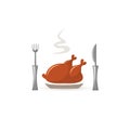 Chicken stylized icon with fork and knife