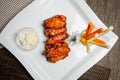 Chicken in sweetly sour sauce with sesame seeds, with vegetables Royalty Free Stock Photo