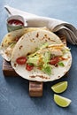 Chicken tacos with salad and tomatoes Royalty Free Stock Photo