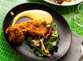 Chicken tandoori in panko with mousseline sauce Royalty Free Stock Photo