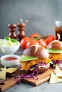 Chicken tender sandwich with avocado and slaw