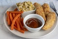 chicken tenders with tuna macaroni salad Royalty Free Stock Photo