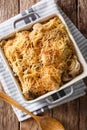 Chicken tetrazzini from spaghetti, mushrooms, cheese and cream s