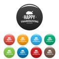 Chicken thanksgiving icons set color