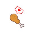 Chicken thigh icon and love icon
