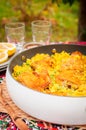 Chicken Thigh and Rice Biryani with Green Peas Royalty Free Stock Photo