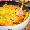 Chicken Thigh and Rice Biryani with Green Peas Royalty Free Stock Photo