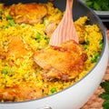 Chicken Thigh and Rice Biryani with Green Peas Royalty Free Stock Photo