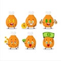 Chicken thighs cartoon character with cute emoticon bring money