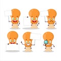 Chicken thight cartoon character bring information board Royalty Free Stock Photo